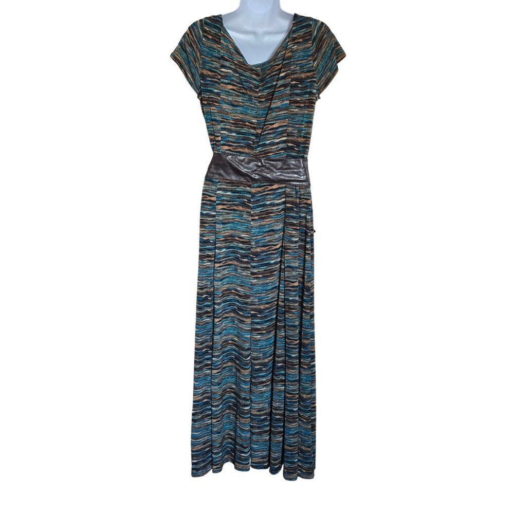 Multicolor Zebra Stripe Belted Dress boho jungle core Academia mob wife western - Picture 5 of 7